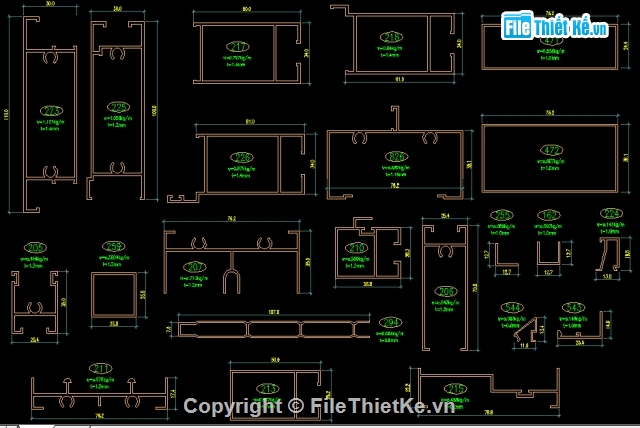 File thiết kế Bản vẽ chi tiết cửa nhôm kính